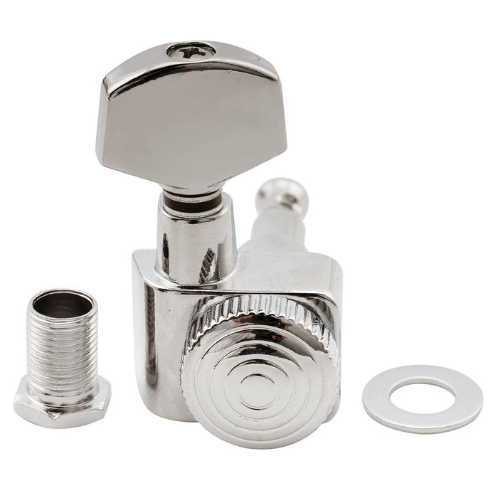 Musiclily Pro Single Bass Side 16:1 Ratio 2-Pin Full Sealed Locking Machine Head Tuner Tuning Peg Key with Hex Button for Fender Strat Tele Style Electric Guitar