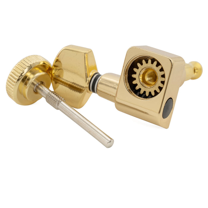 Musiclily Pro R15T Singolo Lato Basso Rapporto 16:1 Testa Macchina Bloccante Sigillata Completamente con 2 Pin e Pulsante Esagonale per Chitarra Elettrica Stile Fender Strat Tele