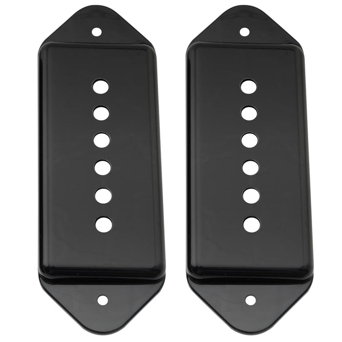 detail of musiclily pro plastic 49 2mm p90 dog ear short low neck position pickup covers for usa lp vintage style epiphone mx1723 2p