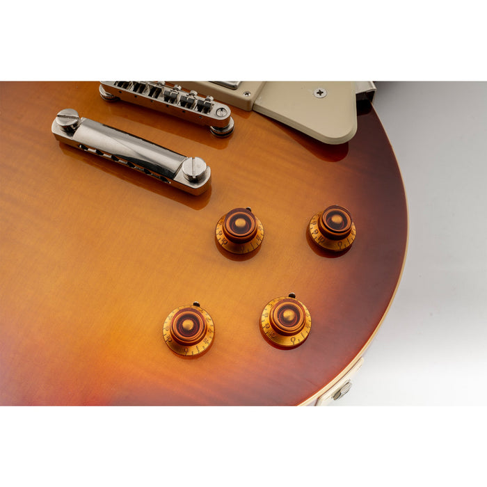 Musiclily Pro ミリ規格 18スプライン トップハットノブ つまみ ソーサーノブ ベルノブ ボリュームとトーンコントロールノブ Epiphone LP SGエレキギター用 アンバー(4個セット)