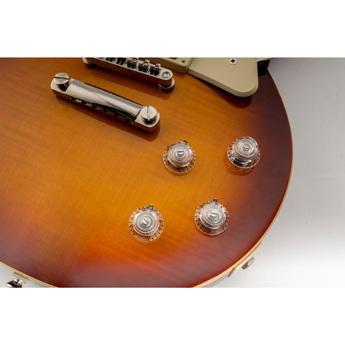 Musiclily Pro ミリ規格 18スプライン トップハットノブ つまみ ソーサーノブ ベルノブ ボリュームとトーンコントロールノブ Epiphone LP SGエレキギター用 アンバー(4個セット)