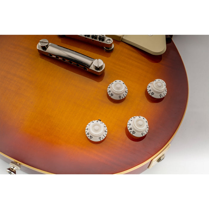 Musiclily Pro ミリ規格 18スプライン トップハットノブ つまみ ソーサーノブ ベルノブ ボリュームとトーンコントロールノブ Epiphone LP SGエレキギター用 アンバー(4個セット)