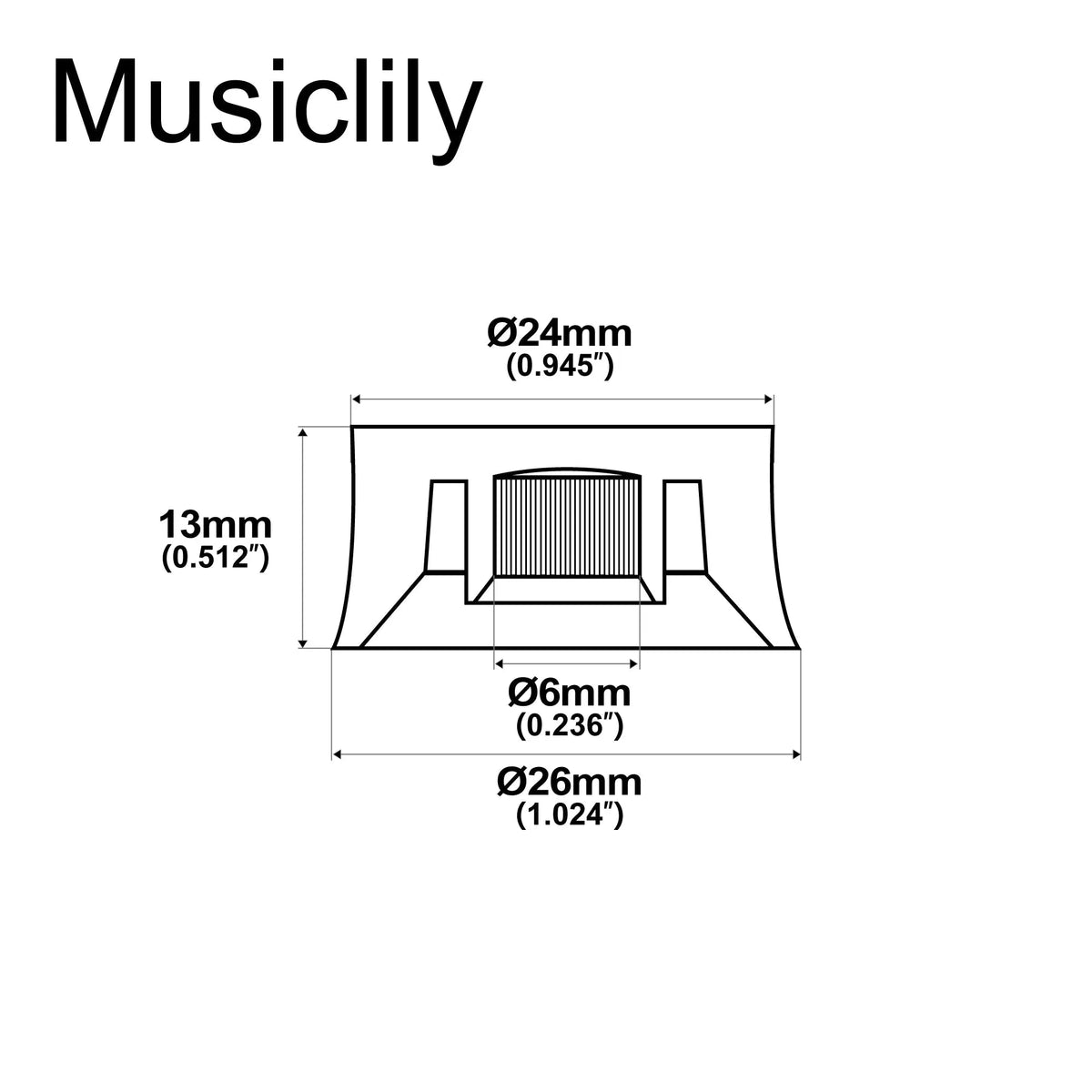 Dimensions of musiclily pro metric coarse 18 spline knurled guitar knobs tone volume speed control knobs for epiphone les paul sg style electric guitar mx1732 4p