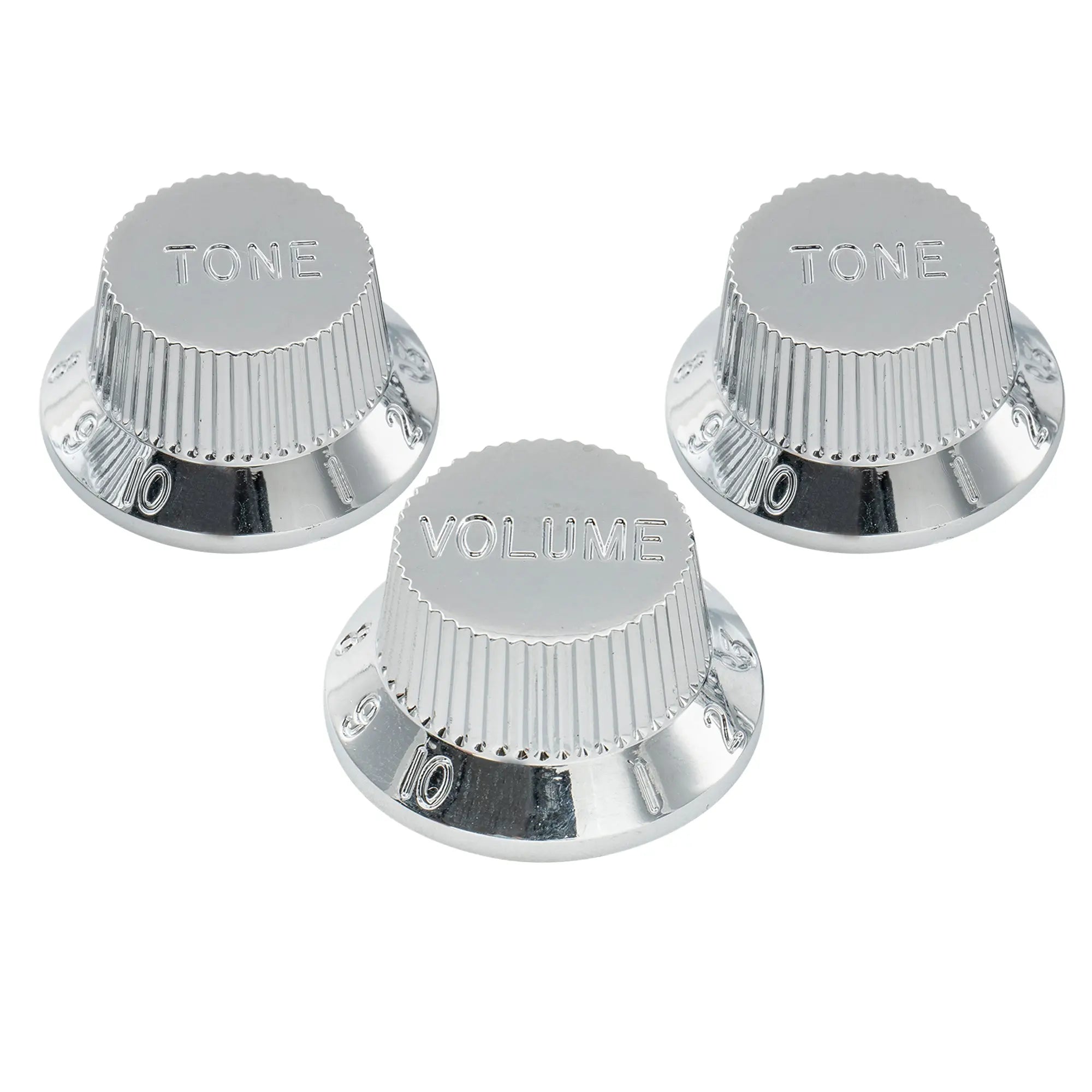 musiclily pro metric size 18 splines 1 volume 2 tone strat style knobs set for asia import guitar bass split shaft pots mx1733 2mx1734p, chrome
