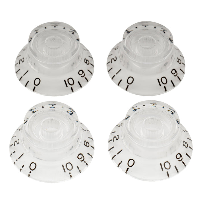musiclily pro left handed metric coarse 18 spline top hat bell knobs tone volume control knobs for epiphone lp sg style electric guitar mx1741 4p, transparent