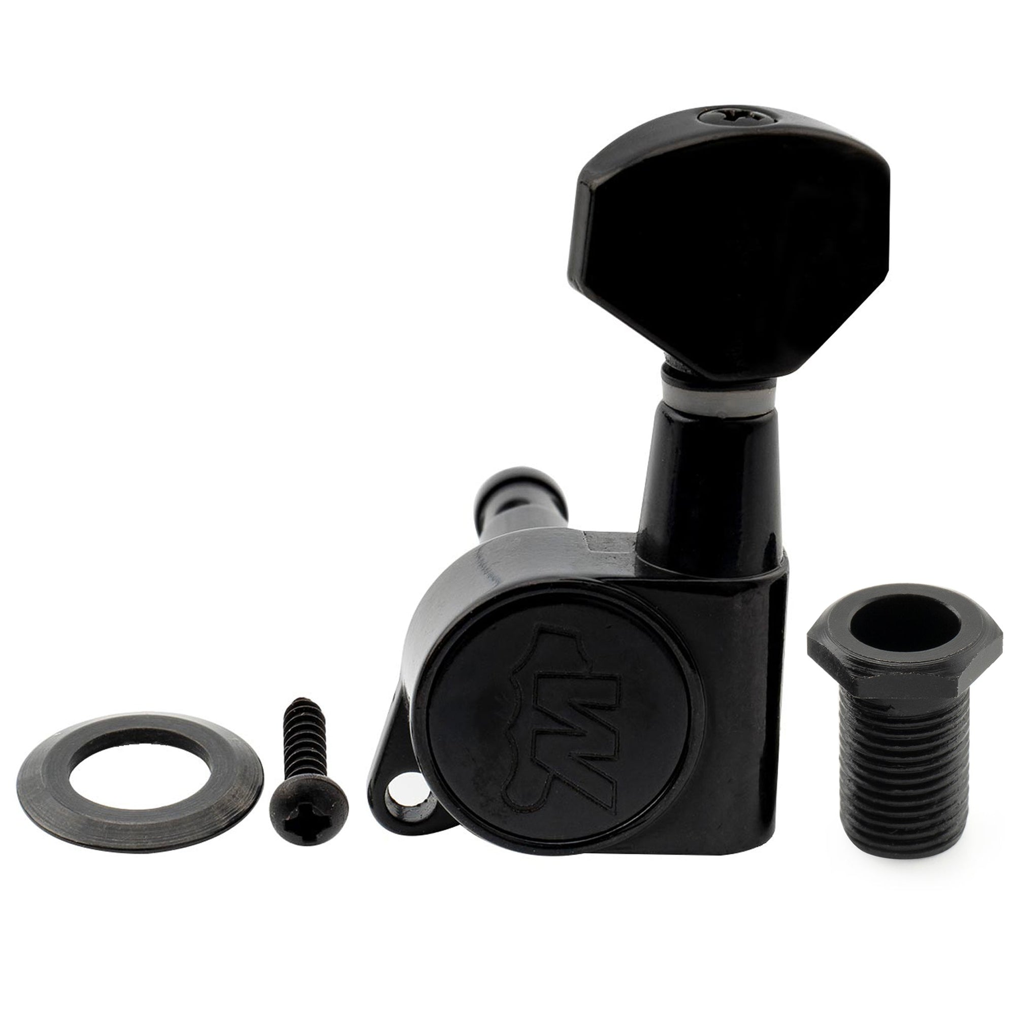 Wilkinson WJN07 Mécaniques Guitare 6 En Ligne E-Z-LOK Ratio 1:19 - Tuners Précis Pour Strat Tele Électrique, Noir