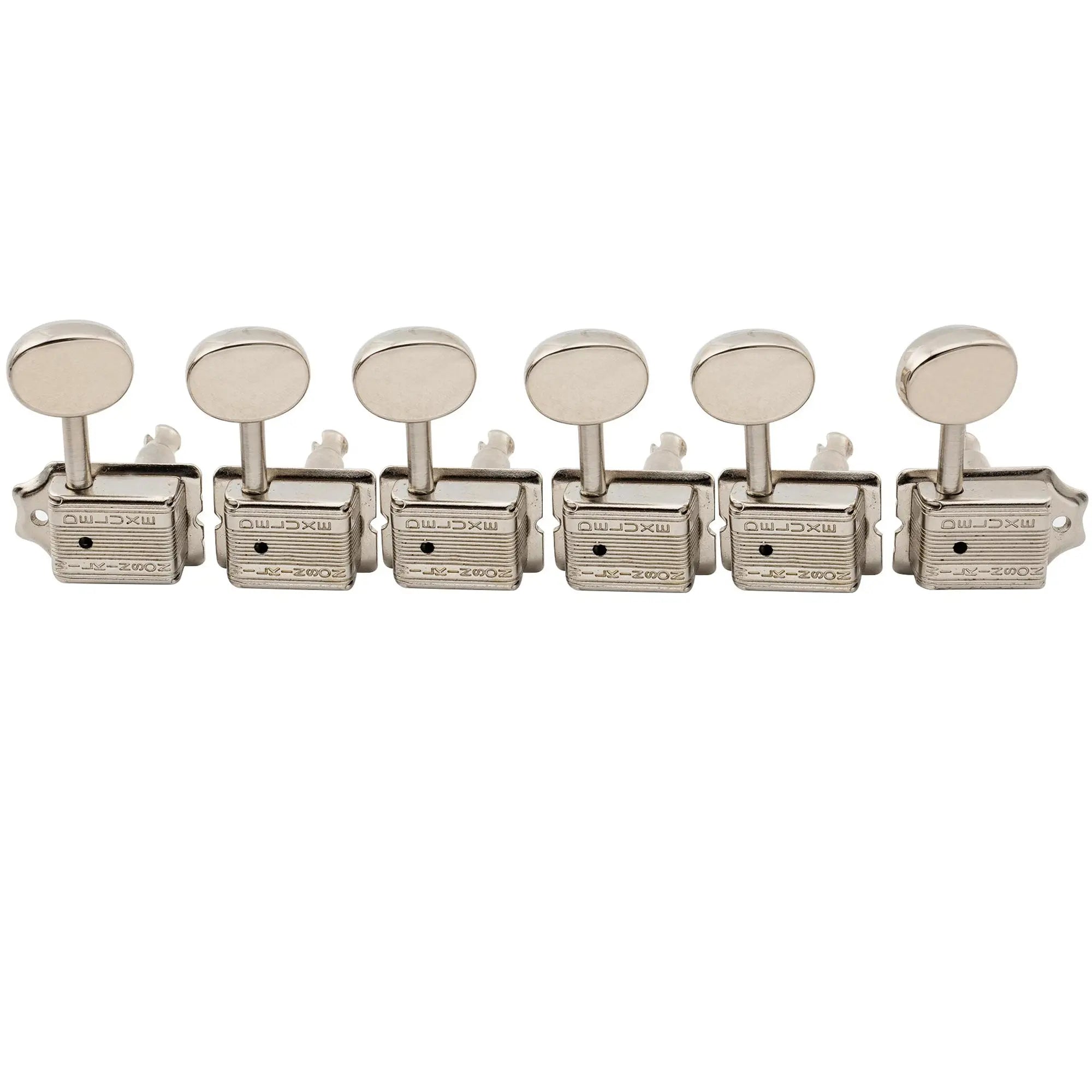 wilkinson vintage deluxe guitar tuners split shaft 6 in line tuners machine heads tuning pegs keys set for classic vibe fender strat tele style mx1751p, nickel