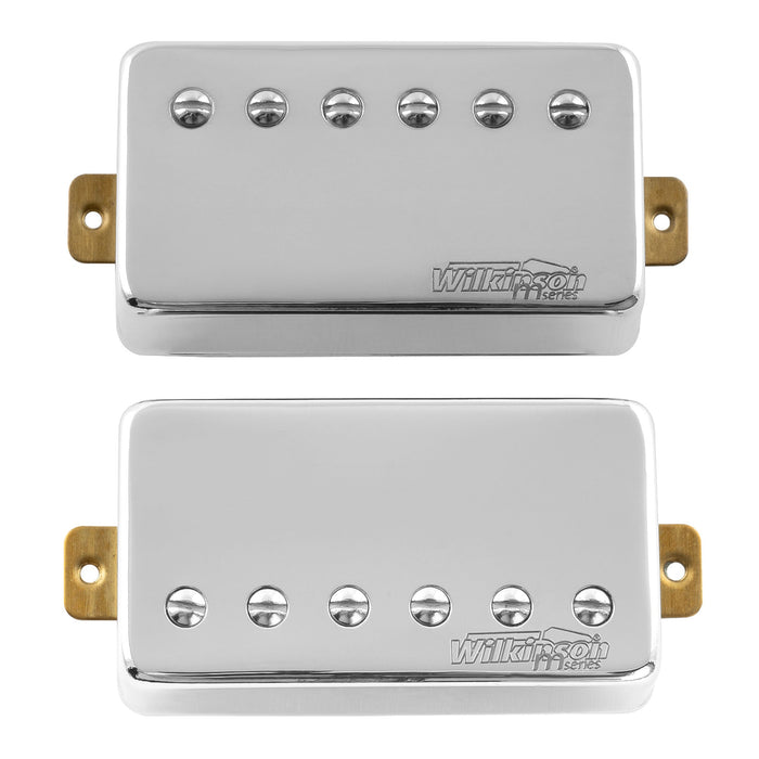 detail of wilkinson m series vintage tone alnico 5 covered humbucker pickups set for lp style electric guitar mx1755crmx1756cr