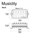 Dimensions of wilkinson m series classic tone ceramic overwound open style humbucker neck pickup for electric guitar mx1770bk