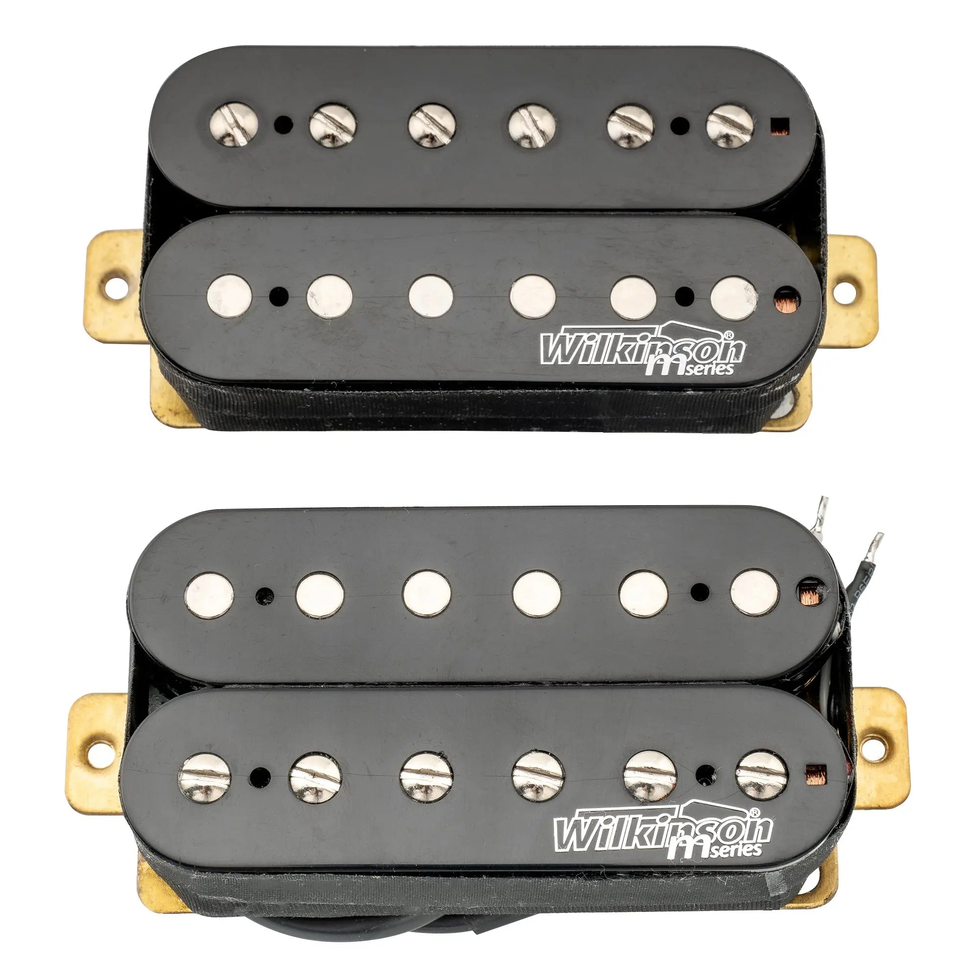 detail of wilkinson m series classic tone ceramic overwound open style humbucker pickups set for electric guitar mx1770bkmx1771bk