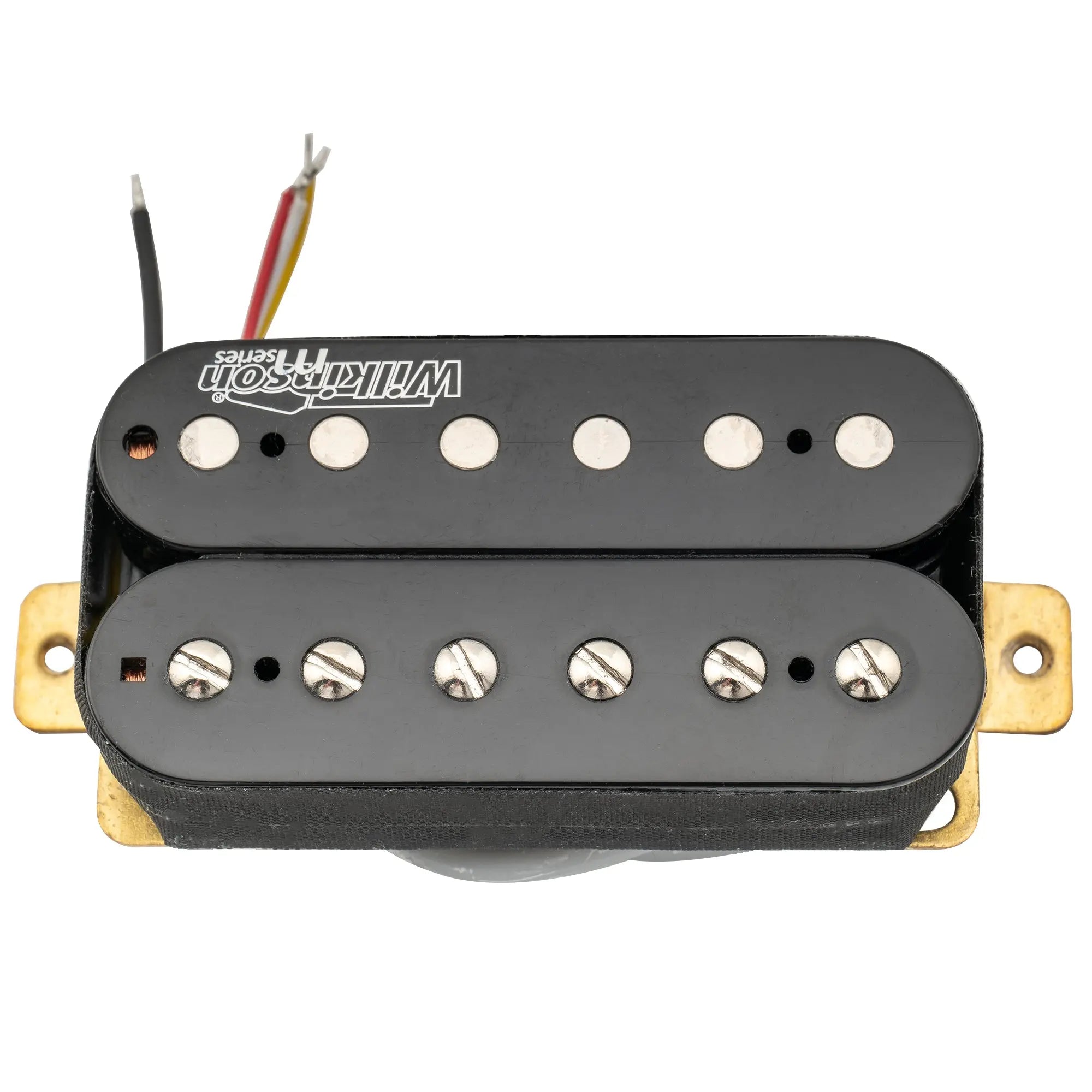 detail of wilkinson m series classic tone ceramic overwound open style humbucker neck pickup for electric guitar mx1770bk