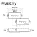 Dimensions of wilkinson m series variable gauss ceramic traditional precision bass humbuckers pickups set for pb style electric bass mx1772