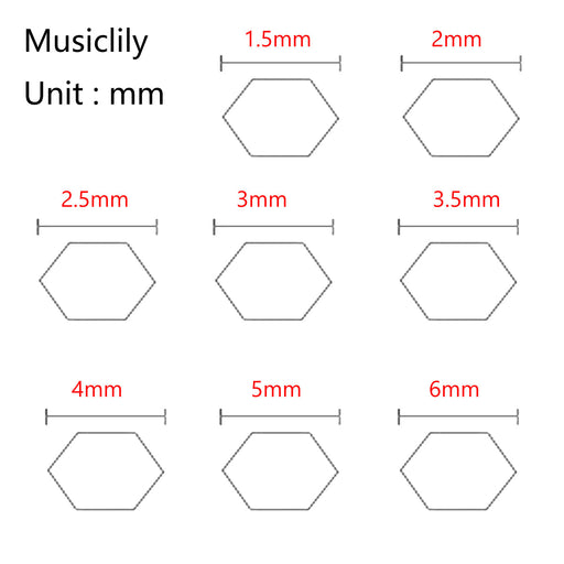Dimensions of musiclily basic metric size 1 5 6mm 8pcs guitar bass hex allen wrench adjustment set with key ring for guitar repair mx1783nk