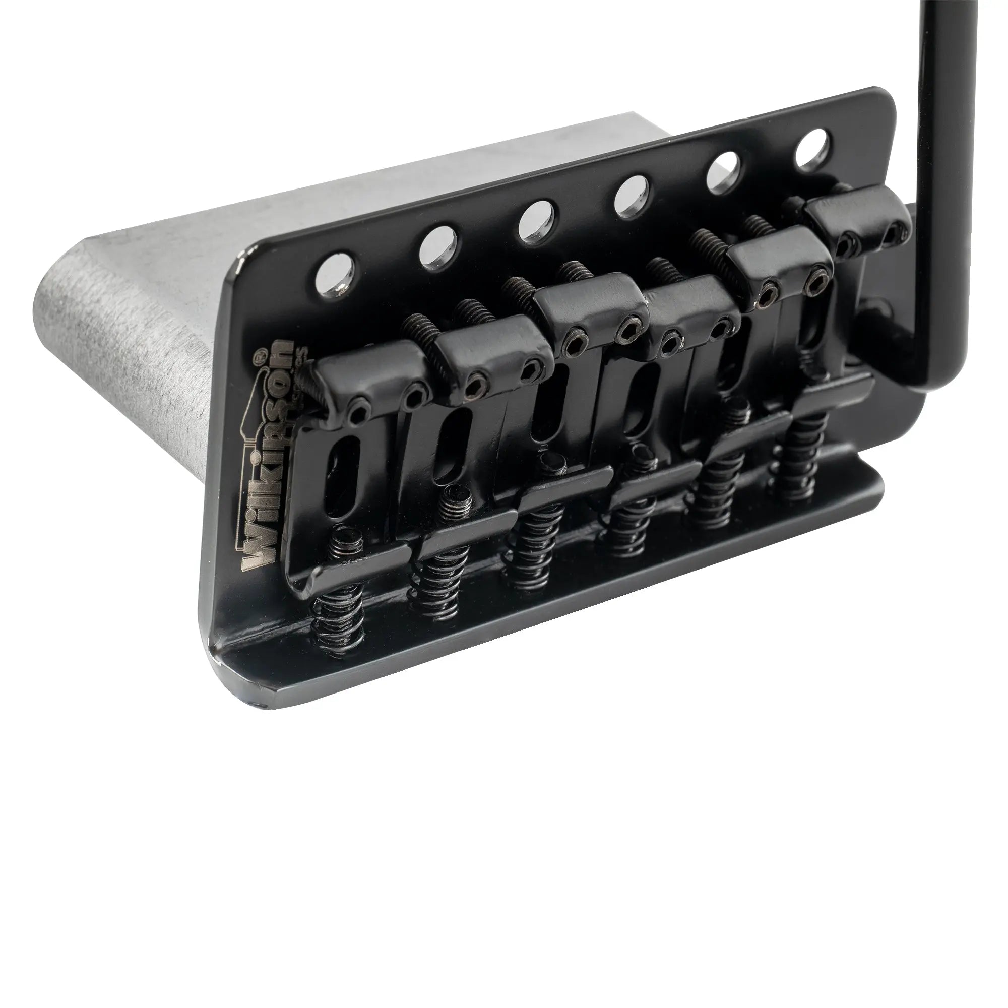 detail of wilkinson m series 52 5mm2 1 16 inch string spacing 6 screw vintage bent saddle guitar tremolo bridge with push in arm 36mm block for strat style electric guitar mx1790p