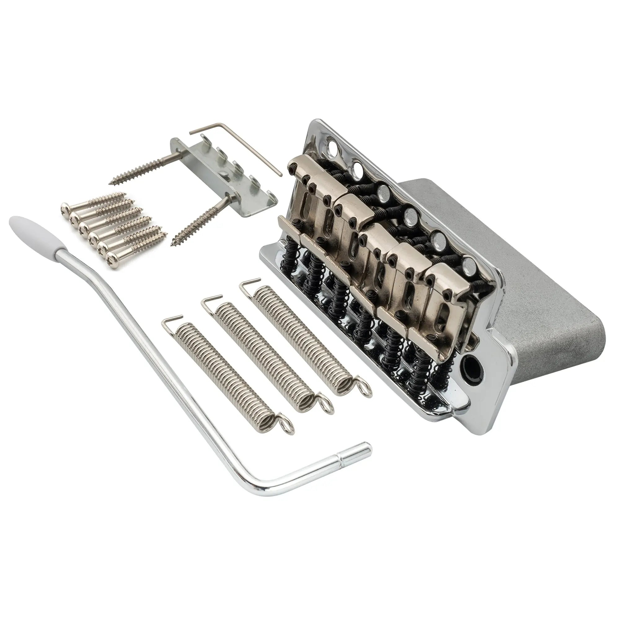 wilkinson m series 52 5mm2 1 16 inch string spacing 6 screw vintage bent saddle guitar tremolo bridge with push in arm 36mm block for strat style electric guitar mx1790p, chrome