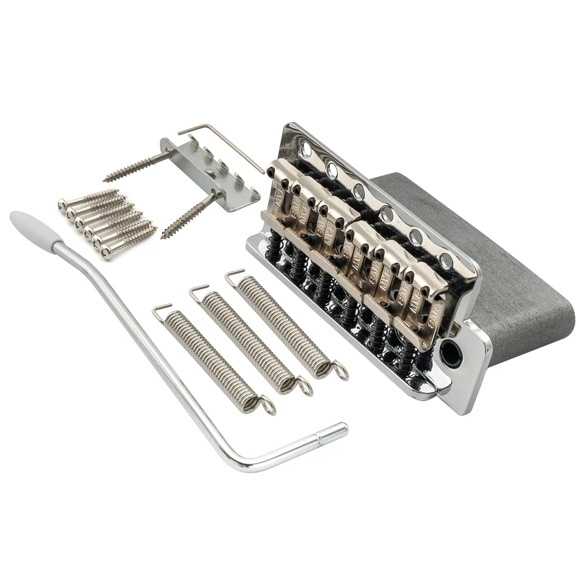 wilkinson m series 54mm2 1 8 inch string spacing 6 screw vintage bent saddle guitar tremolo bridge with push in arm 36mm block for strat style electric guitar mx1792p, chrome