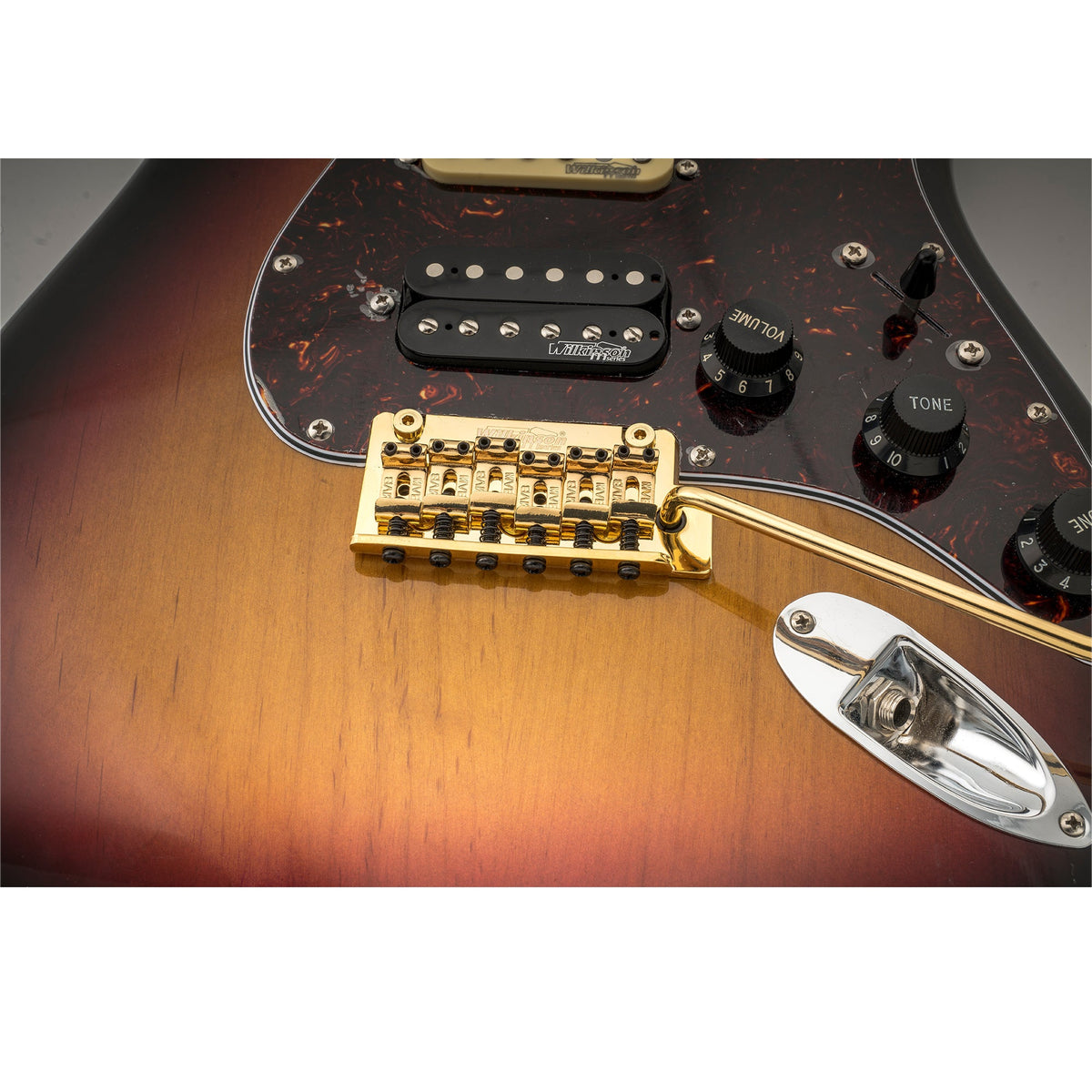 Wilkinson M-Serie 54 mm (2-1/8 Zoll) Vintage-Style Vollblock-Pop-in-Arm 2-Punkt-ST-Gitarren-Tremolo-Brücke für MIJ/MIK Strat-Style-Elektrische Gitarren