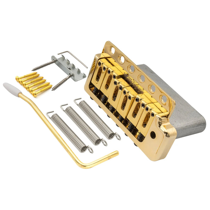 wilkinson m series 52 5mm2 1 16 inch full block st guitar tremolo bridge pop in arm six screws for american vintage narrow spacing strat style electric guitar mx1797p, gold