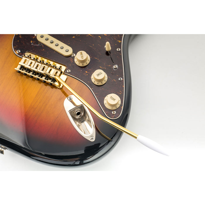 Wilkinson M Series Steel M5 Threaded-In Tremolo Arm Whammy Bar 5mm Vibrato Arm for Fender Mexico Strat Style Electric Guitar, Gold with White Tip