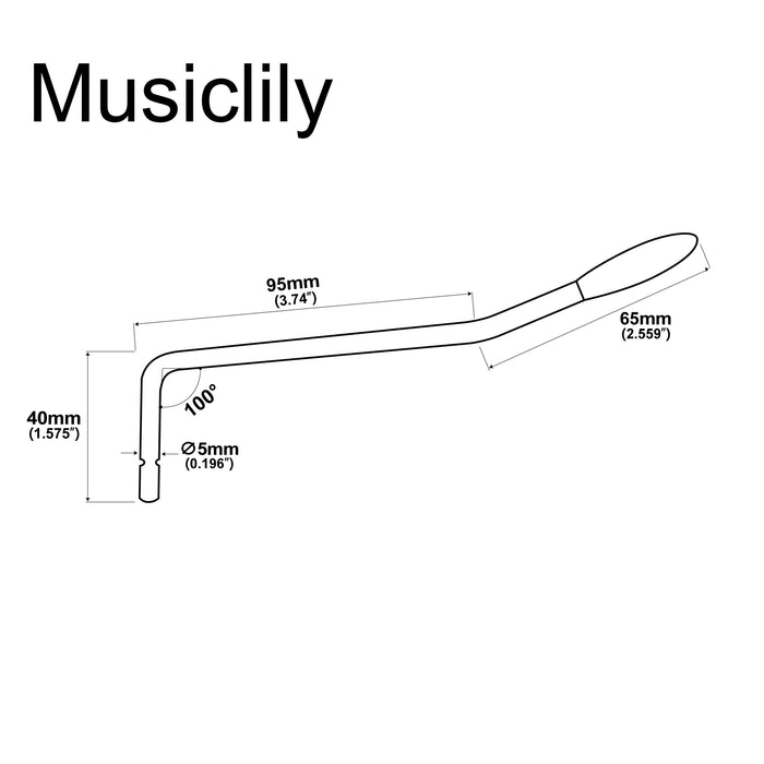 Wilkinson M Series Steel 5mm Push-In Strat Tremolo Arm Bridge Whammy Bar for Wilkinson and Other Imported Strat Style Electric Guitar, Gold with White tip