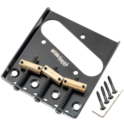 wilkinson m series 54mm2 1 8 inch vintage ashtray style bridge with 3 brass barrel saddles for tele style electric guitar