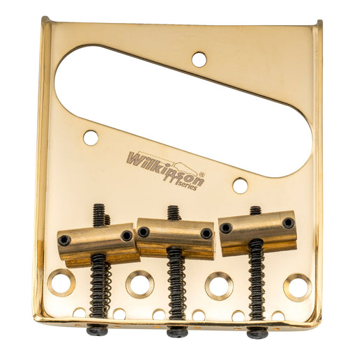 wilkinson m series 54mm2 1 8 inch vintage ashtray style bridge with 3 brass barrel saddles for tele style electric guitar, gold