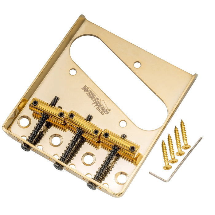 Puente Wilkinson M Series de 54 mm (2-1/8 pulgadas) con rosca tipo cenicero y 3 selletas para guitarra estilo Tele.