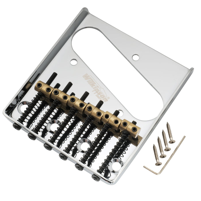 Wilkinson M Series 10.8mmピッチ 6連真鍮バレルサドル 鋼製プレート ヴィンテージAshtrayスタイルなテレブリッジ Teleエレキギター用 ブラック