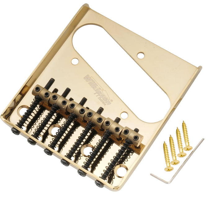 Wilkinson M Series 10.8mmピッチ 6連真鍮バレルサドル 鋼製プレート ヴィンテージAshtrayスタイルなテレブリッジ Teleエレキギター用 ブラック