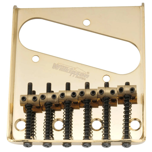 wilkinson m series 54mm2 1 8 inch vintage ashtray style bridge with 6 brass barrel saddles for tele style electric guitar mx1813p, gold