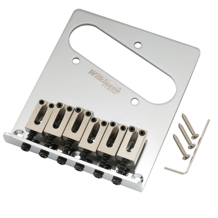Puente de guitarra Wilkinson Serie M de 52,5 mm (2-1/16 pulgadas) con 6 selletas de estilo moderno para guitarra eléctrica estilo Tele.