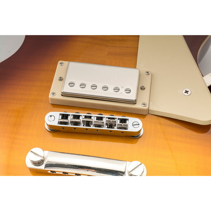 wilkinson m series 52mm2 3 64 inch string spacing wide style tune o matic bridge for lp sg style electric guitar mx1816p, chrome