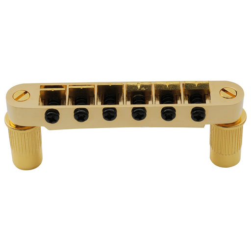 wilkinson m series 52mm2 3 64 inch string spacing wide style tune o matic bridge for lp sg style electric guitar mx1816p, gold