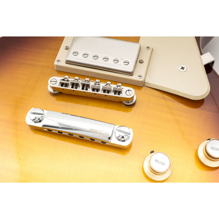 wilkinson m series 52mm2 3 64 inch string spacing stop tailpiece for lp sg style electric guitar mx1817p, chrome