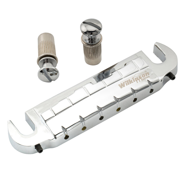 wilkinson m series 52mm2 3 64 inch string spacing pre set wraparound bridge for lp sg junior special style electric guitar mx1818p, chrome