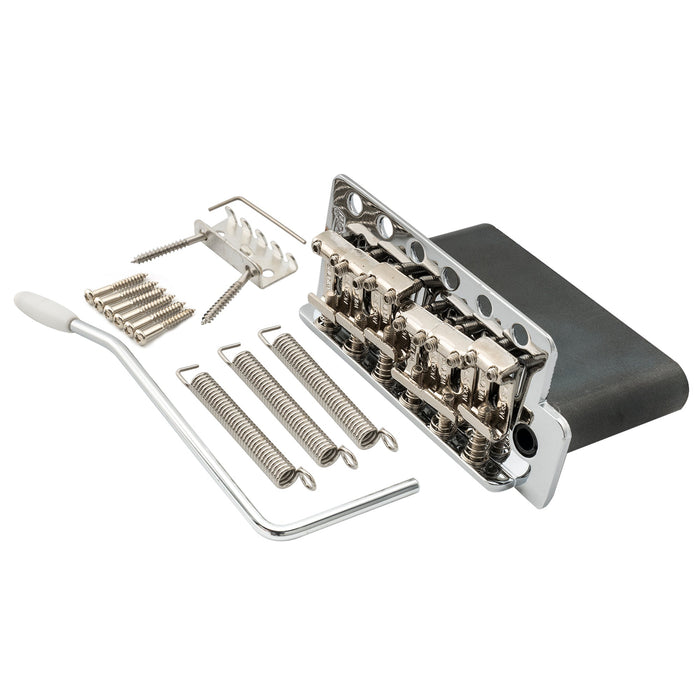 wilkinson wvc sb 54mm2 1 8 inch 6 hole vintage steel saddles guitar tremolo bridge with full solid steel block for usa vintage strat and japan strat style electric guitar mx1831p, chrome
