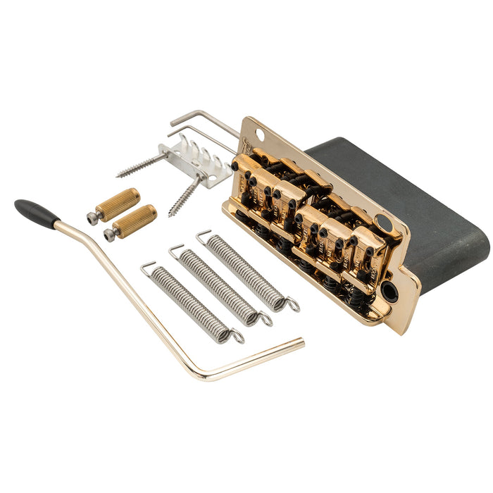 wilkinson wv2 sb 54mm vintage steel saddles 2 point guitar tremolo bridge with full solid steel block for import strat and japan strat guitar mx1832p, gold