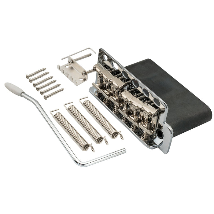 wilkinson wv6 sb 54mm2 1 8 inch 5 1 hole vintage steel saddles tremolo bridge with full steel block for fender usa and japan strat style electric guitar mx1833p, chrome