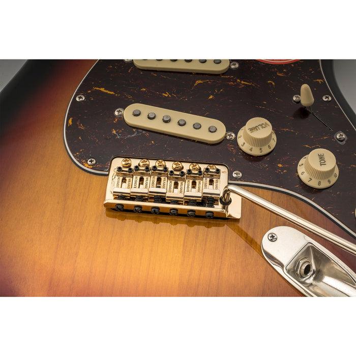 Wilkinson WV6-SB 弦ピッチ10.8mm 5 + 1ホール トレモロユニット ブリッジ ヴィンテージ鋼製サドル フルスチールブロック Fender USAとJapan Stratスタイルなギター用 ブラック