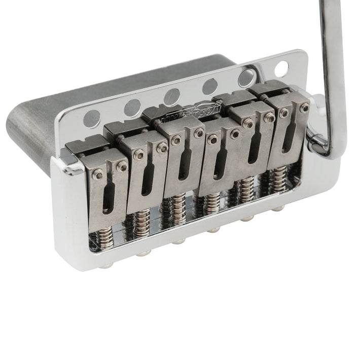Puente de trémolo Wilkinson WVPC-SB de 54 mm (2-1/8 pulgadas) con silletas de acero inoxidable y 6 orificios, con bloque de acero sólido para guitarras eléctricas estilo Strat de importación y estilo Strat japonés.