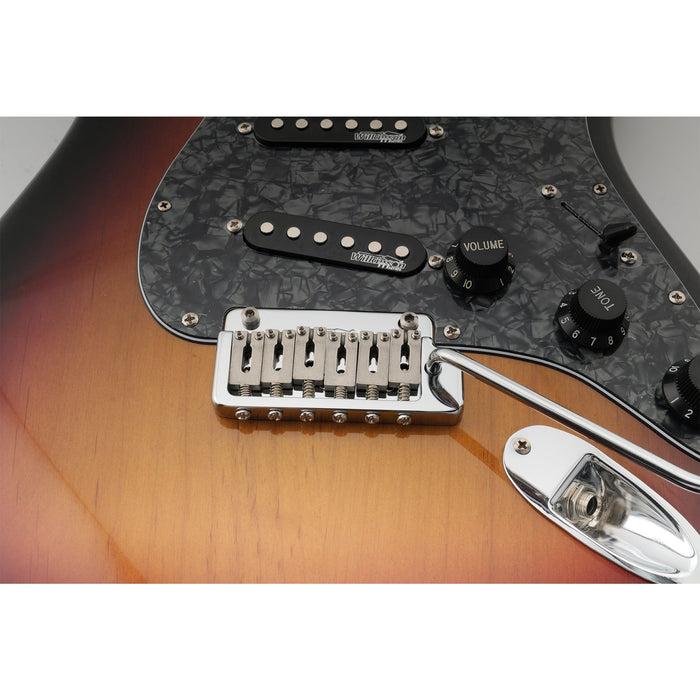 wilkinson wvp2 sb 54mm 2 point stainless steel saddles tremolo bridge with full steel block for japan korea import strat electric guitar mx1835p, chrome