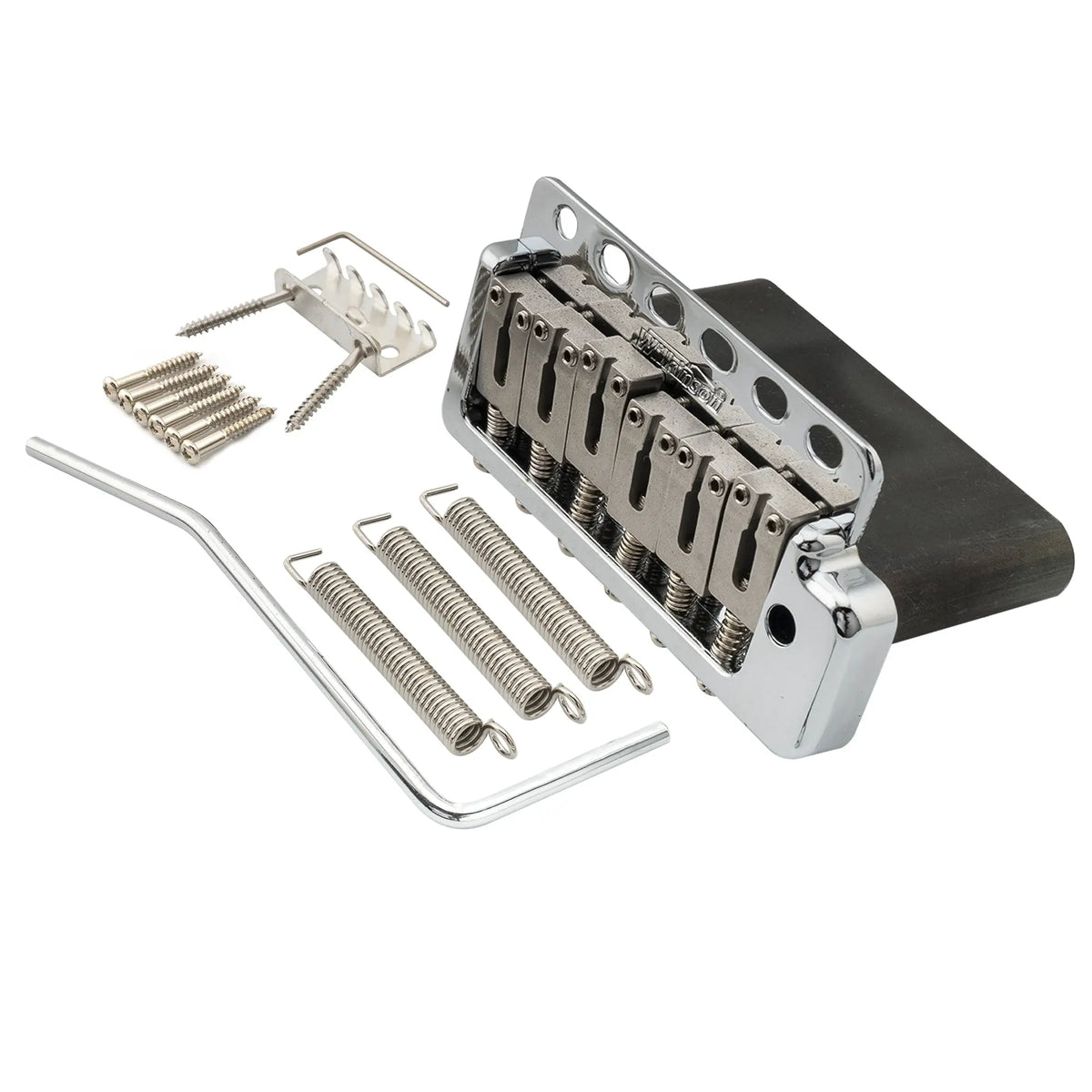 wilkinson wvp6 sb 54mm 5 1 hole sus stainless steel saddles guitar tremolo bridge with full solid steel block for import strat and japan strat mx1836p, chrome