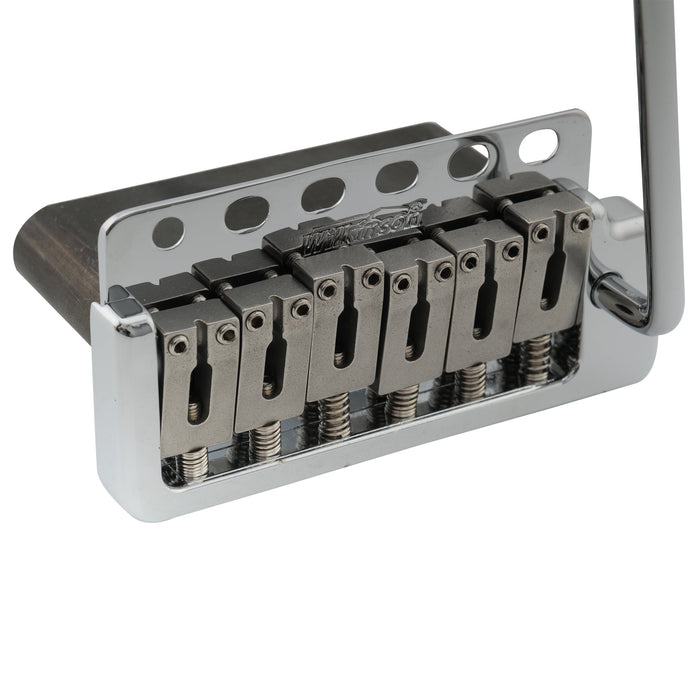 Puente de trémolo Wilkinson WVP6-SB de 54 mm con 5+1 orificios, silletas de acero inoxidable SUS y bloque de acero sólido para guitarras Strat importadas y japonesas.