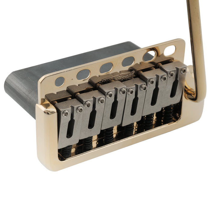 Puente de trémolo Wilkinson WVP6-SB de 54 mm con 5+1 orificios, silletas de acero inoxidable SUS y bloque de acero sólido para guitarras Strat importadas y japonesas.