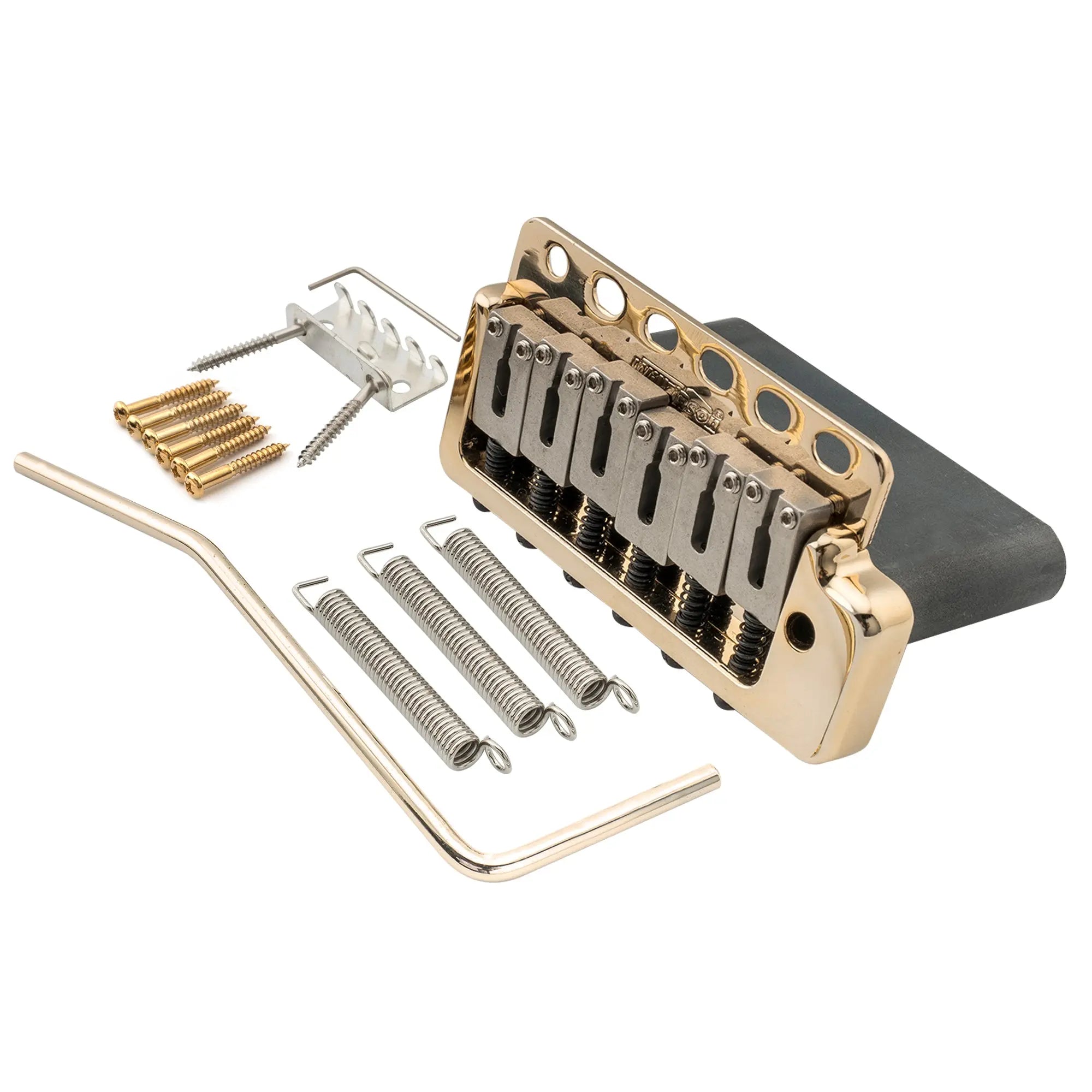 wilkinson wvp6 sb 54mm 5 1 hole sus stainless steel saddles guitar tremolo bridge with full solid steel block for import strat and japan strat mx1836p, gold