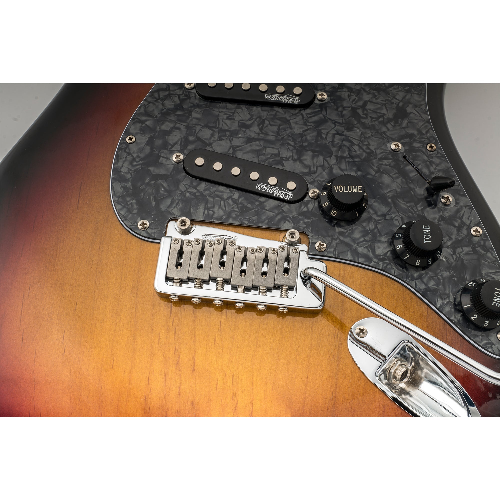 wilkinson wvp sb 54mm sus stainless steel saddles 2 point guitar tremolo bridge with full solid steel block for import strat and japan strat mx1837p, chrome