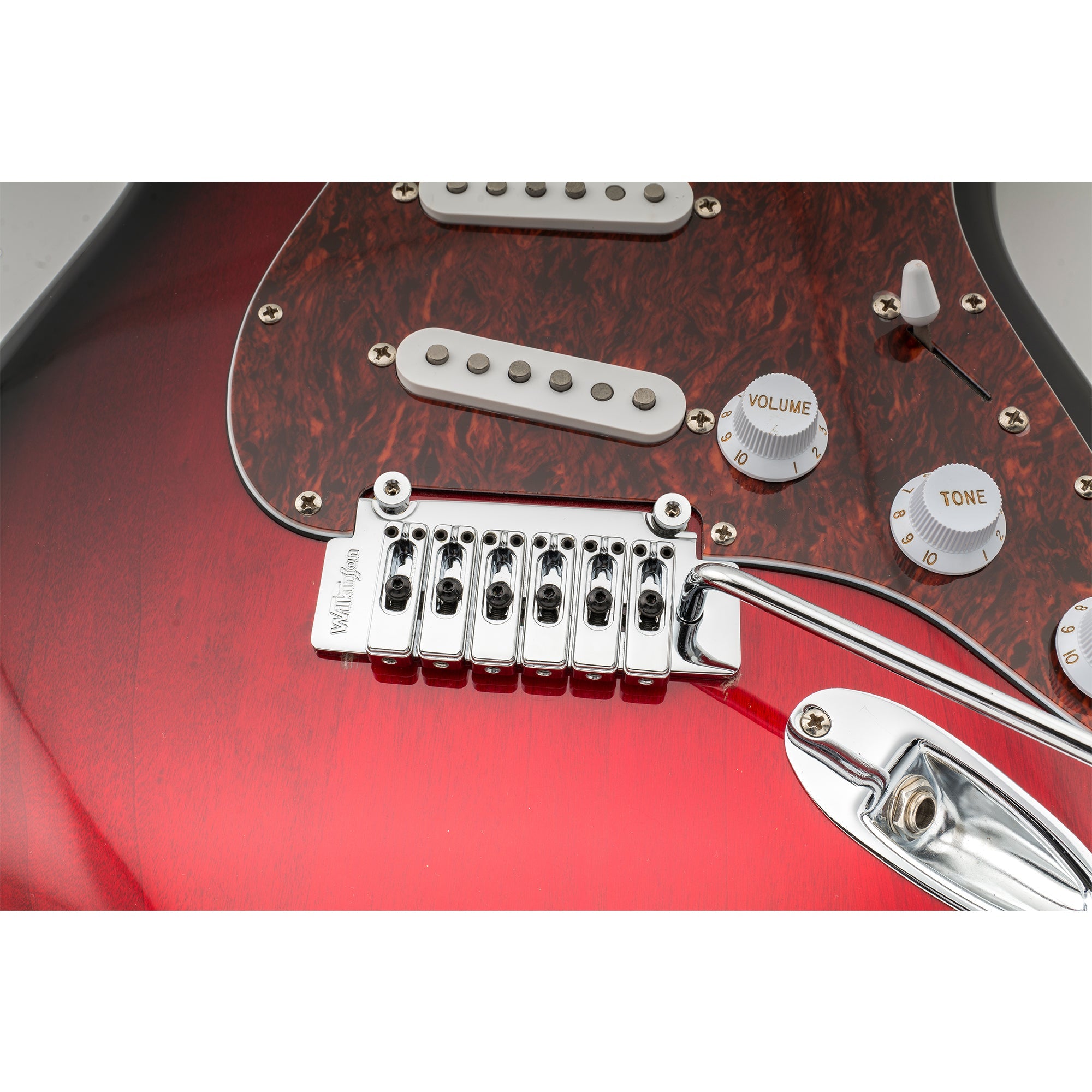 wilkinson wvs50k 54mm 2 point locking saddle tremolo bridge with full steel block for squier style strat electric guitar mx1838p, chrome