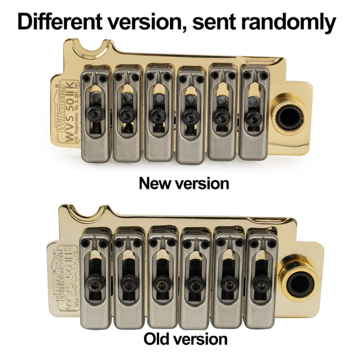 Puente de trémolo Wilkinson WVS50IIK de 52,5 mm (2-1/16 pulgadas), con silletas de acero inoxidable de dos puntos y bloque de acero completo para guitarra eléctrica Strat de EE. UU., México, Japón y Corea.