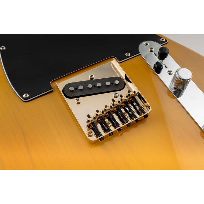 Musiclily Pro BT001 54mm de espaciado de cuerdas, puente de bandeja de cenizas con 6 selletas para guitarra eléctrica estilo Tele
