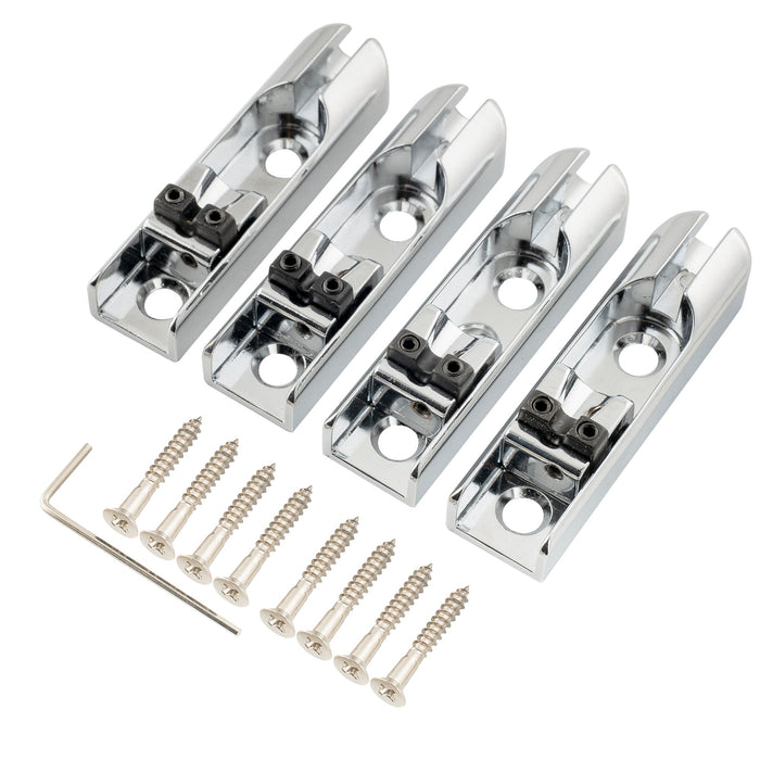 musiclily pro individual bass bridge single string lock down bass bridge for 4 string electric bass mx1844 2mx3136 2p, chrome
